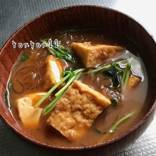 厚揚げと春雨とわかめの味噌汁☆